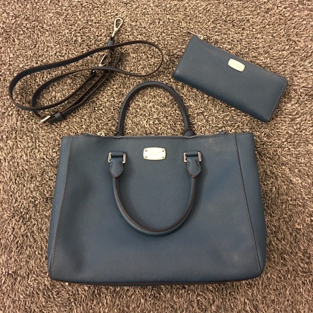 🎄MK 2 Piece Set! Bag + Wallet —blue Kellen!! - Picture 2 of 8